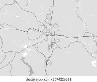 Vector city map of Ceska Lipa in the Czech Republic with black roads isolated on a grey background.