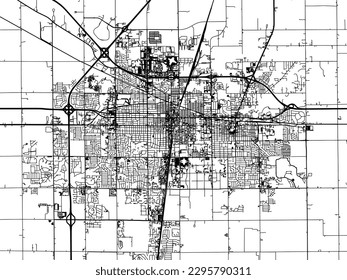 Stadtplan für Vektorgrafik der Champaign Illinois in den Vereinigten Staaten von Amerika mit schwarzen Straßen einzeln auf weißem Hintergrund.