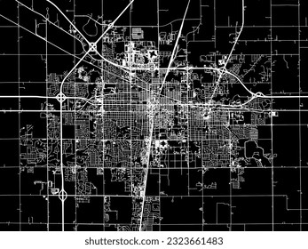 Vector city map of Champaign Illinois in the United States of America with white roads isolated on a black background.