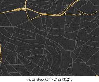 Vector city map of Champigny-sur-Marne in France with yellow roads isolated on a brown background.