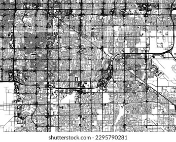 Vector city map of Chandler-Gilbert Arizona in the United States of America with black roads isolated on a white background.