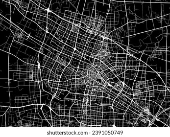 Vector city map of Changzhou in People's Republic of China (PRC) with white roads isolated on a black background.