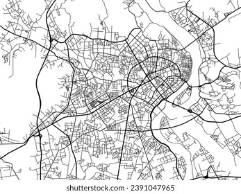 Vector city map of Chaozhou in the People's Republic of China (PRC) with black roads isolated on a white background.