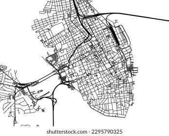 Vector city map of Charleston South Carolina in the United States of America with black roads isolated on a white background.