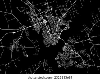 Vector city map of Charlottetown Prince Edward Island in Canada with white roads isolated on a black background.