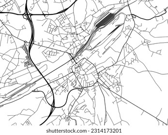Stadtplan von Chatelet in Belgien mit schwarzen Straßen einzeln auf weißem Hintergrund.