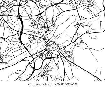 Vector city map of Chatelet in Belgium with black roads isolated on a white background.