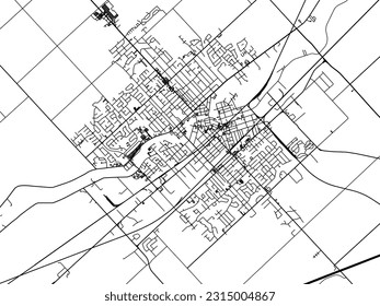 Vector city map of Chatham Ontario in Canada with black roads isolated on a white background.