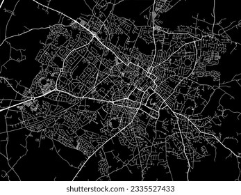 Vector city map of Cheltenham in the United Kingdom with white roads isolated on a black background.
