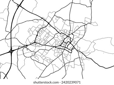 Vector city map of Cheltenham in the United Kingdom with black roads isolated on a white background.