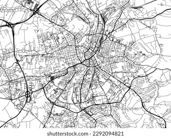 Vector city map of Chemnitz in the Germany with black roads isolated on a white background.