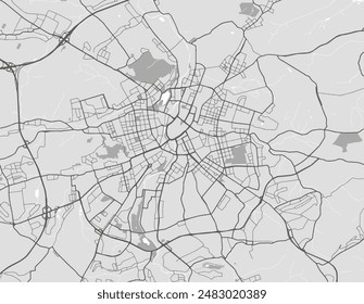 Mapa de la ciudad de Vector de Chemnitz en Alemania con carreteras negras aisladas sobre un fondo gris.