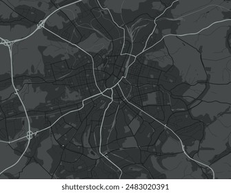 Mapa de la ciudad de Vector de Chemnitz en Alemania con carreteras blancas aisladas sobre un fondo gris.