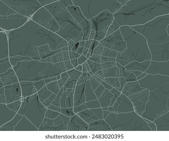 Mapa de la ciudad de Vector de Chemnitz en Alemania con carreteras blancas aisladas sobre un fondo verde.