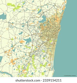 Mapa de la ciudad vector de Chennai, Tamil Nadu, India