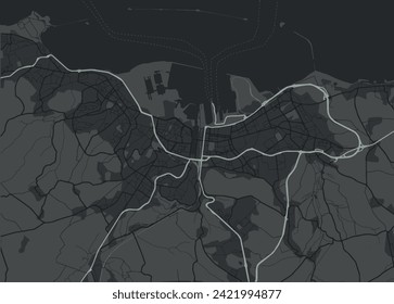 Stadtplan von Cherbourg-en-Cotentin in Frankreich mit weißen Straßen einzeln auf grauem Hintergrund.