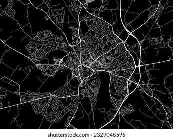 Vector city map of Chester in the United Kingdom with white roads isolated on a black background.