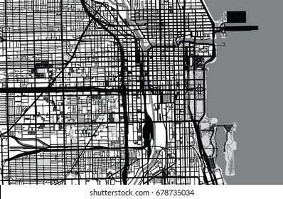 Vector city map of Chicago, 