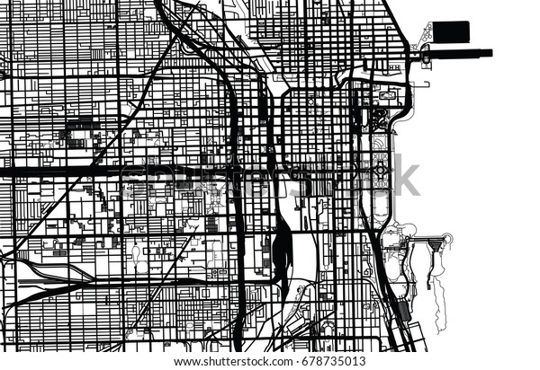 Vector City Map Chicago Stock Vector (Royalty Free) 678735013 ...