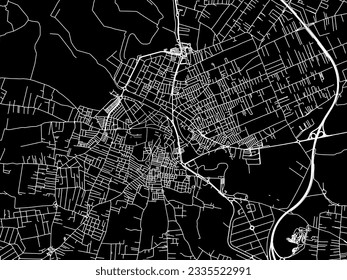 Vector city map of Chiclana de la Frontera in Spain with white roads isolated on a black background.