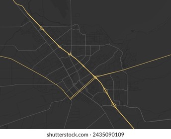 Vector city map of Chico California in the United States of America with yellow roads isolated on a brown background.