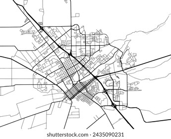 Vector city map of Chico California in the United States of America with black roads isolated on a white background.