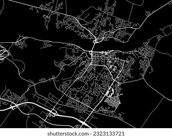 Stadtplan von Chicoutimi Quebec in Kanada mit weißen Straßen einzeln auf schwarzem Hintergrund.