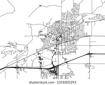 Vector city map of Chilliwack British Columbia in Canada with black roads isolated on a white background.