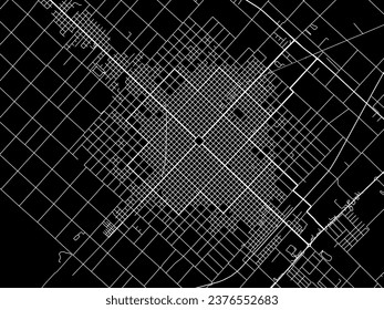 Stadtplan von Chivilcoy in Argentinien mit weißen Straßen einzeln auf schwarzem Hintergrund.