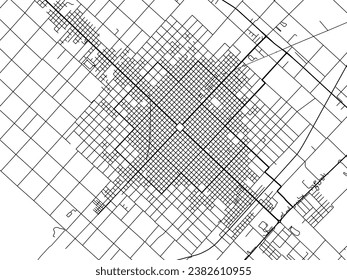Mapa de la ciudad vectorial de Chivilcoy en Argentina con carreteras negras aisladas en un fondo blanco.