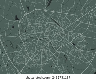 Vector city map of Cholet in France with white roads isolated on a green background.