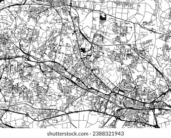Mapa de la ciudad vectorial de Chorzow en Polonia con carreteras negras aisladas en un fondo blanco.