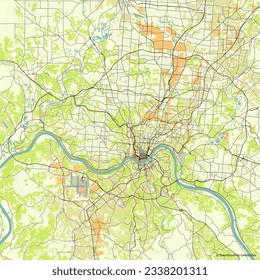 Vector city map of Cincinnati Ohio USA