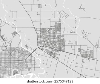 Vector city map of Cipolletti in Argentina with black roads isolated on a grey background.