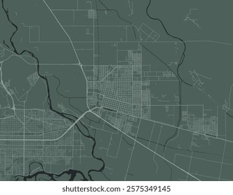 Vector city map of Cipolletti in Argentina with white roads isolated on a green background.