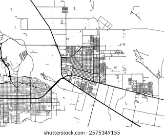 Vector city map of Cipolletti in Argentina with black roads isolated on a white background.