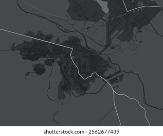 Vector city map of Ciudad Acuna in Mexico with white roads isolated on a grey background.