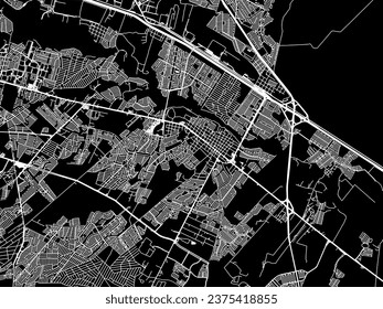 Vector city map of Ciudad Benito Juarez in Mexico with white roads isolated on a black background.