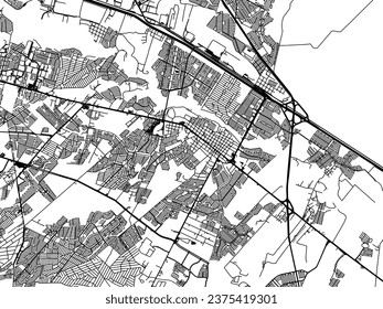 Vector city map of Ciudad Benito Juarez in Mexico with black roads isolated on a white background.