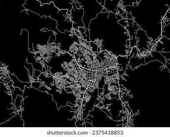 Vector city map of Ciudad de Huajuapan de Leon in Mexico with white roads isolated on a black background.