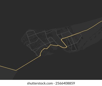 Vector city map of Ciudad del Carmen in Mexico with yellow roads isolated on a brown background.