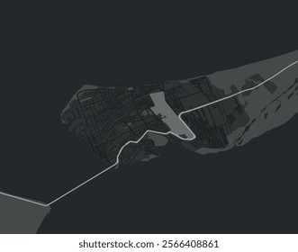 Vector city map of Ciudad del Carmen in Mexico with white roads isolated on a grey background.