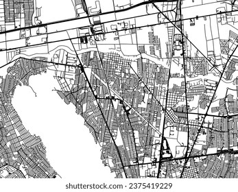 Vector city map of Ciudad General Escobedo in Mexico with black roads isolated on a white background.