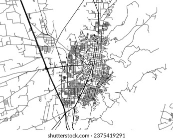 Vector city map of Ciudad Guzman in Mexico with black roads isolated on a white background.