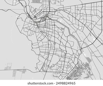 Vector city map of Ciudad Juarez in Mexico with black roads isolated on a grey background.