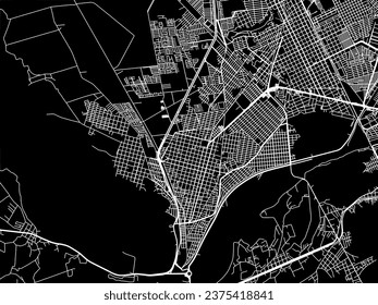 Vector city map of Ciudad Lerdo in Mexico with white roads isolated on a black background.