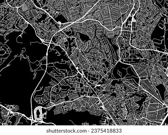 Vector city map of Ciudad Lopez Mateos in Mexico with white roads isolated on a black background.