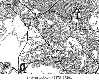 Vector city map of Ciudad Lopez Mateos in Mexico with black roads isolated on a white background.