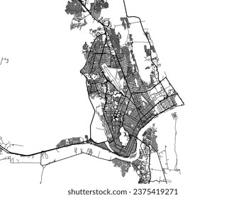 Vector city map of Ciudad Madero in Mexico with black roads isolated on a white background.