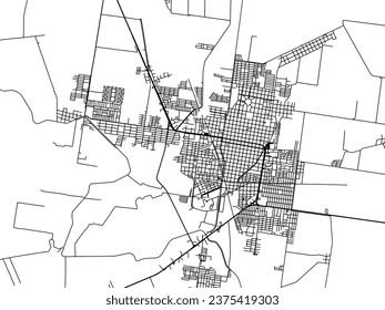 Vector city map of Ciudad Mante in Mexico with black roads isolated on a white background.